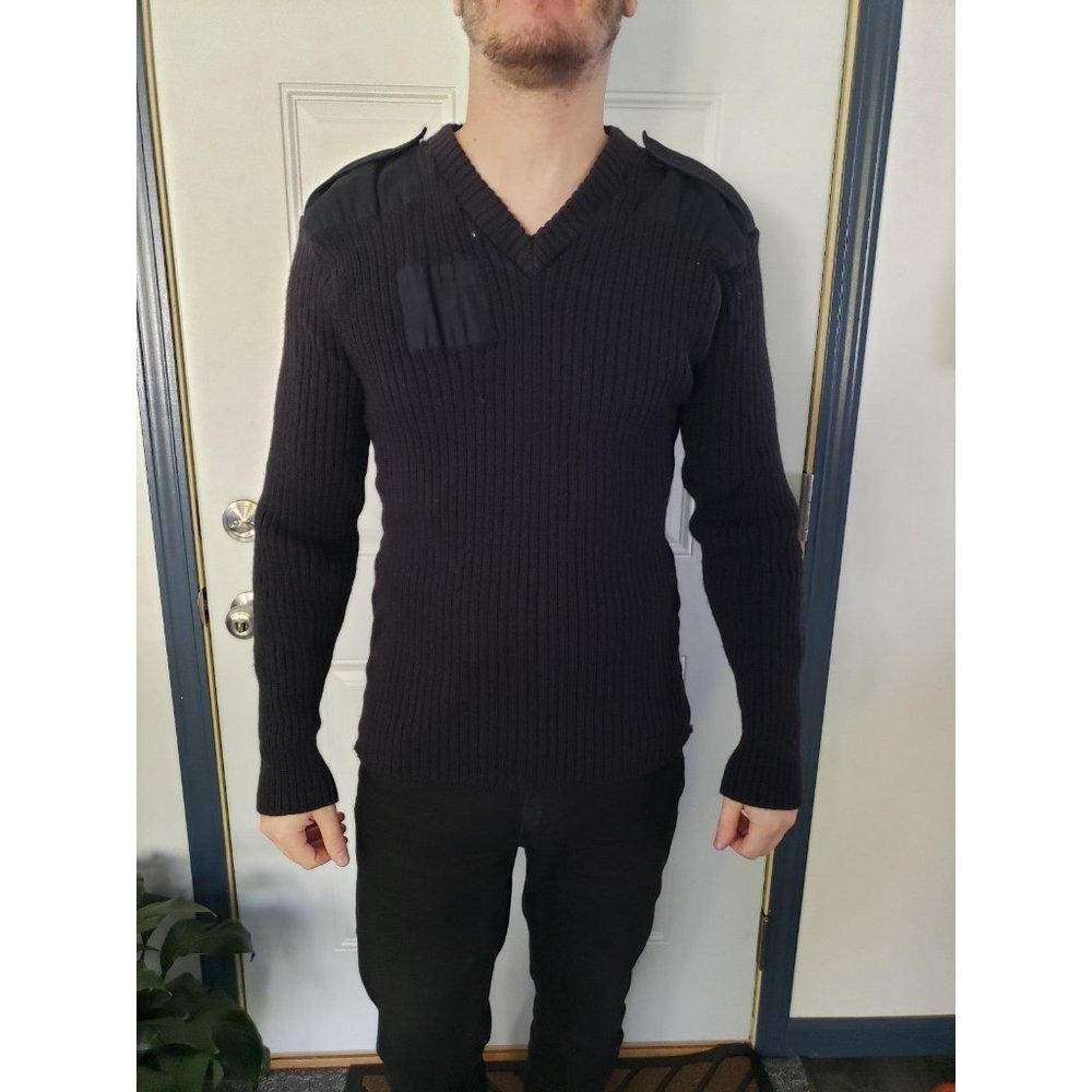 Black Wool Ribbed Sweater